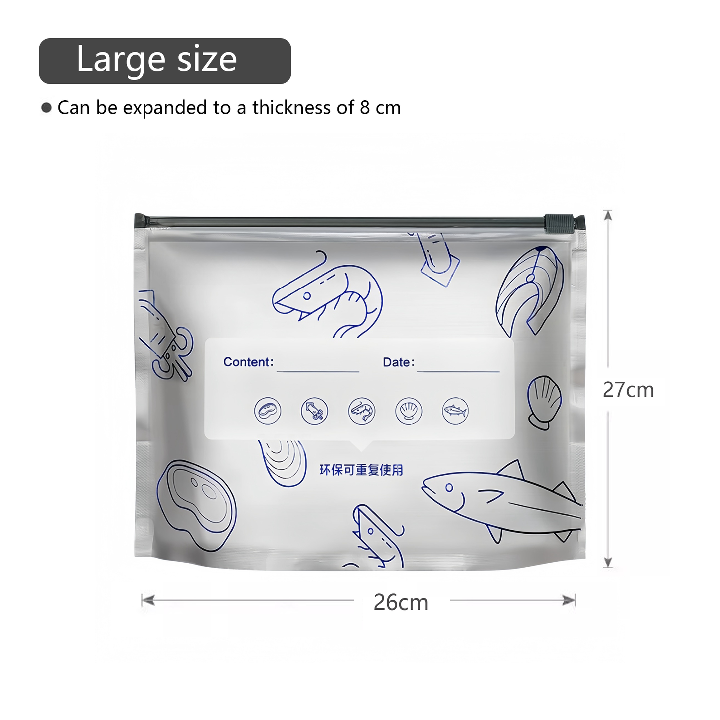 🔥Limited-time discount ✨(30pcs )Reusable Aluminum Foil Sealable Storage Bags, Stand Up Foil Sealable Bags with Label and Zip Lock for Vegetable Fruit Meat