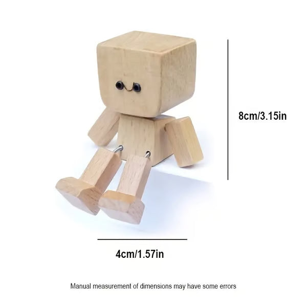 Charming Little Wooden Figure That Sways with 12PCS Magnetic Expressions