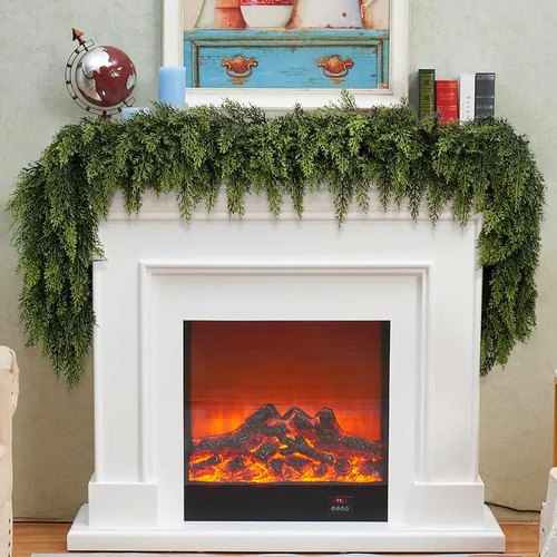 🎄🎅 Artificial Cedar Garland🇺🇸Green Pine Garland for Table, Mantel, Wall – Perfect for Indoor & Outdoor Christmas Decorations