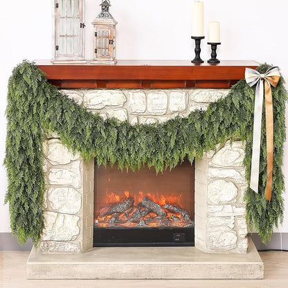 🎄🎅 Artificial Cedar Garland🇺🇸Green Pine Garland for Table, Mantel, Wall – Perfect for Indoor & Outdoor Christmas Decorations