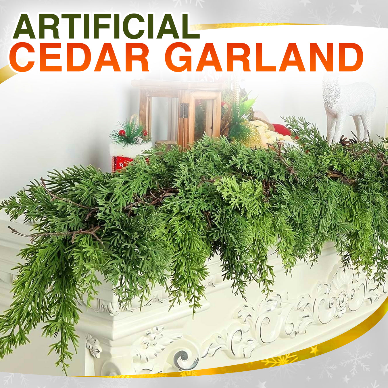 🎄🎅 Artificial Cedar Garland🇺🇸Green Pine Garland for Table, Mantel, Wall – Perfect for Indoor & Outdoor Christmas Decorations