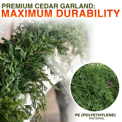 🎄🎅 Artificial Cedar Garland🇺🇸Green Pine Garland for Table, Mantel, Wall – Perfect for Indoor & Outdoor Christmas Decorations