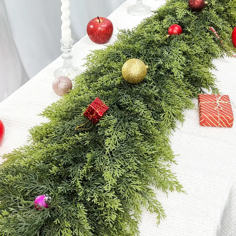 🎄🎅 Artificial Cedar Garland🇺🇸Green Pine Garland for Table, Mantel, Wall – Perfect for Indoor & Outdoor Christmas Decorations