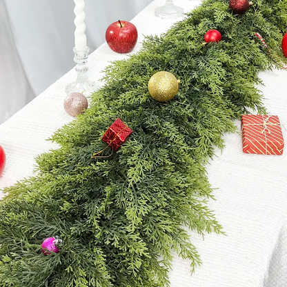 🎄🎅 Artificial Cedar Garland🇺🇸Green Pine Garland for Table, Mantel, Wall – Perfect for Indoor & Outdoor Christmas Decorations