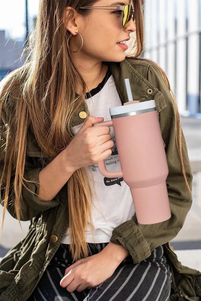 🔥LAST DAY 80%OFF✨Large Stainless Steel Insulated Tumbler |40oz Travel Mug with Handle & Straw – Hot & Cold