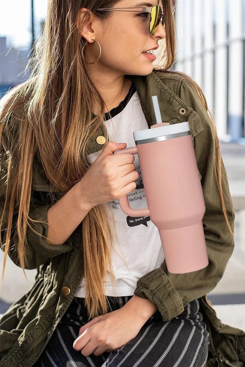 🔥LAST DAY 80%OFF✨Large Stainless Steel Insulated Tumbler |40oz Travel Mug with Handle & Straw – Hot & Cold