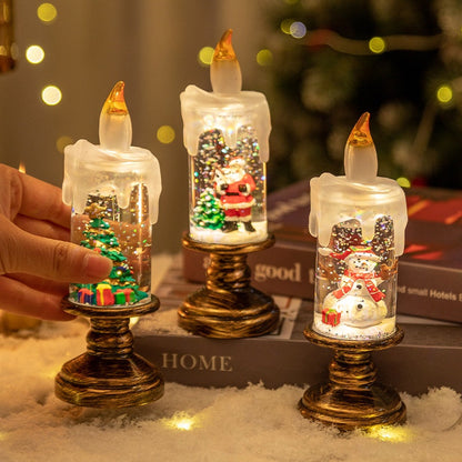 🎅🎄Battery Operated Lighted Christmas Snow Globe Candle🕯