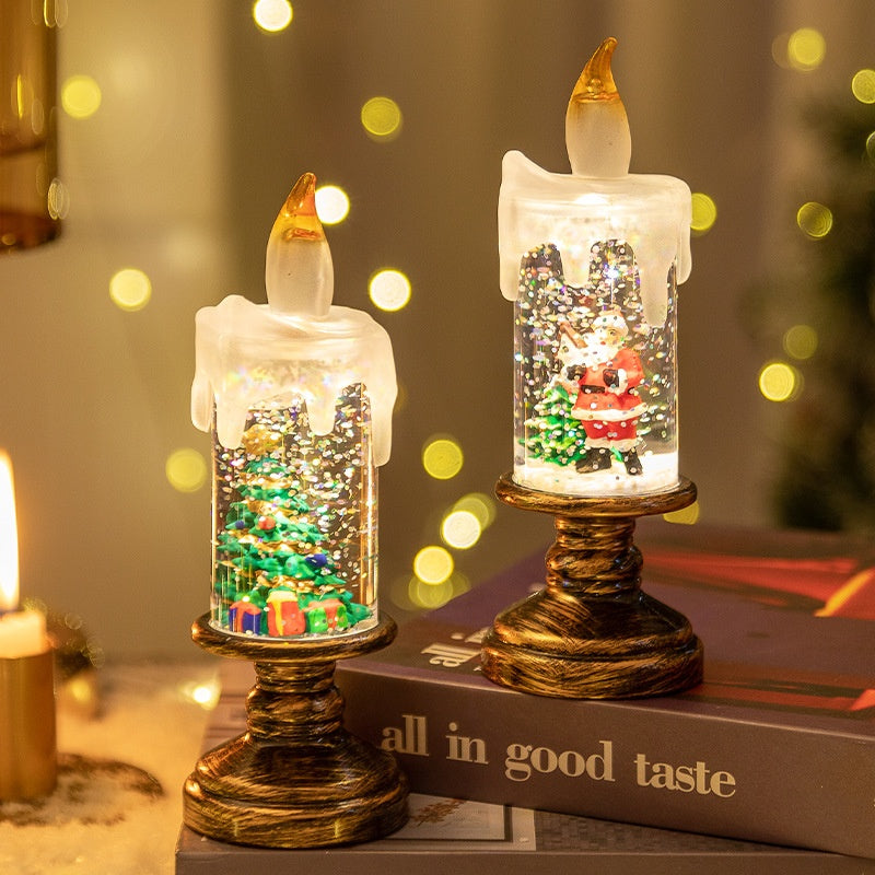 🎅🎄Battery Operated Lighted Christmas Snow Globe Candle🕯